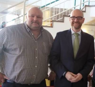 Am Rande der Verdi Tagung im bayerischen Mosbach, Ralf Steindorf mit dem Generalsekretär der Bundes-CDU, Dr. Peter Tauber